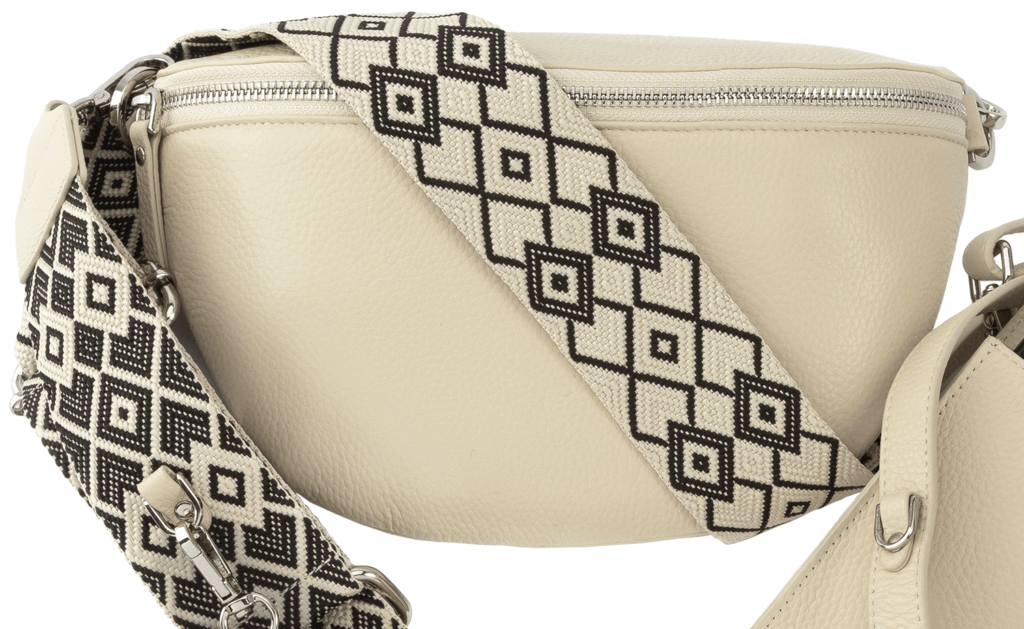 Crossbody bag beige leer