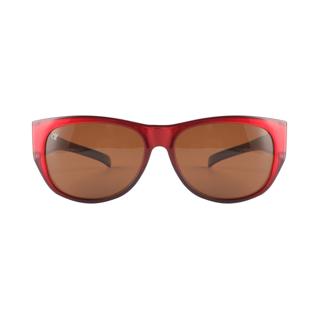 Overzetzonnebril QV-A102FB donker metal rood