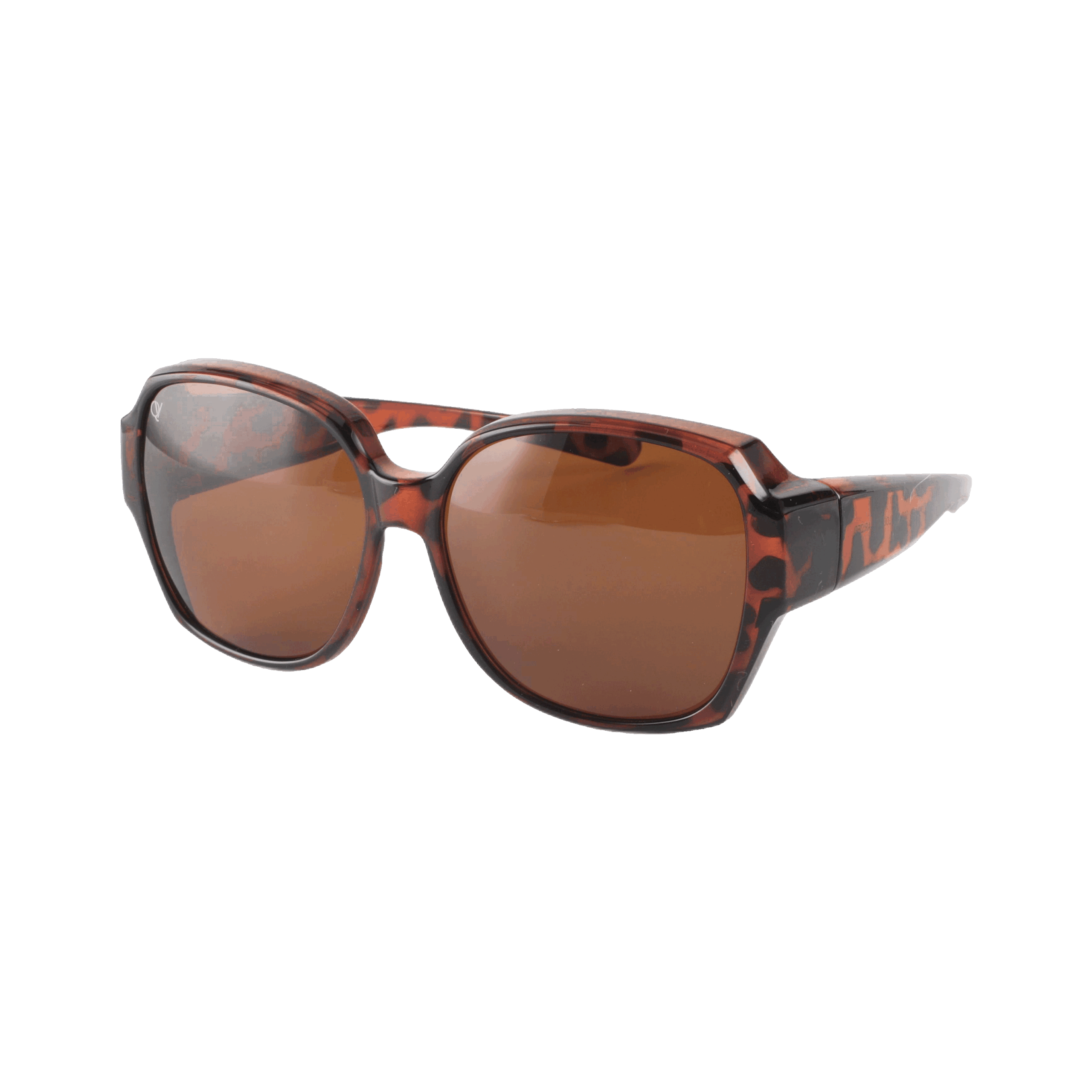 Overzetzonnebril QV-A107BB Shiny donker Havana_open