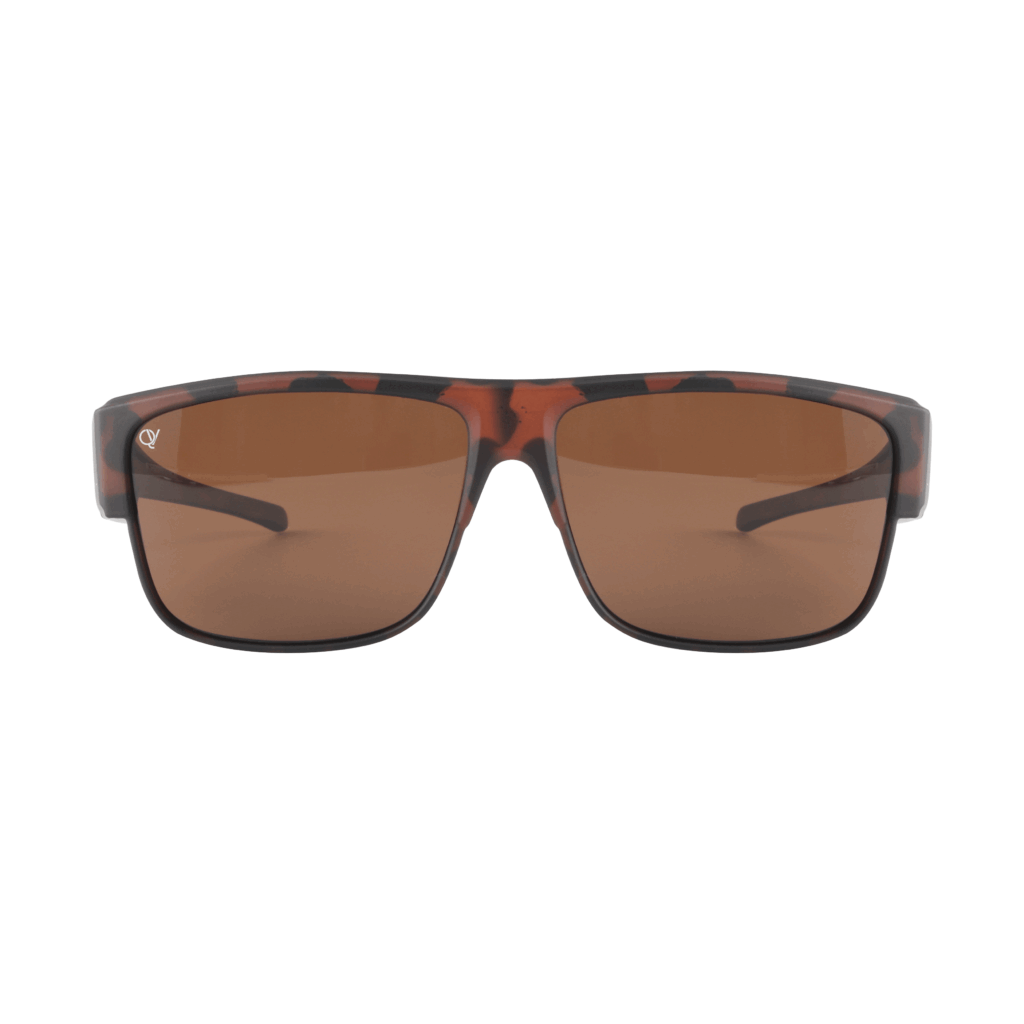 QV-A108BB mat Havana is een rechthoekige overzetbril in de kleur donker mat havana